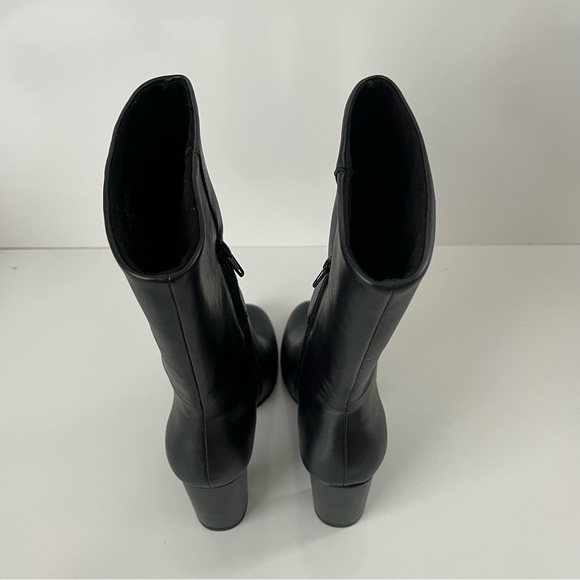 CHARLES DAVID Billow Faux Leather Pointed Toe Block Heeled Boot in Black NEW - Picture 8 of 14